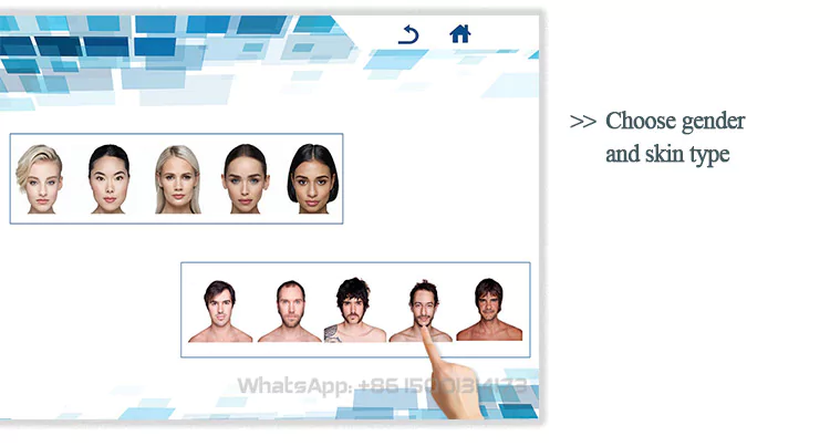 Beauty Machine Operation Interface for DPL4 5 choose gender and skin tone