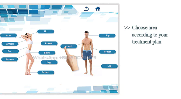 Beauty Machine Operation Interface for DPL4 7 choose hair removal area